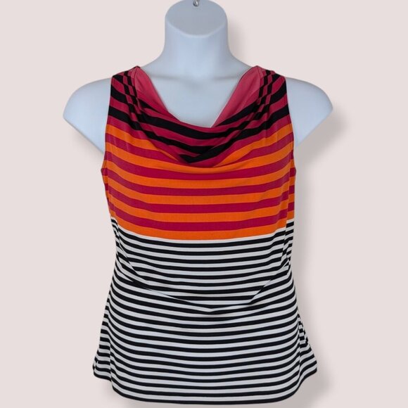 Calvin Klein Striped Cowl Neck Blouse - Picture 1 of 6